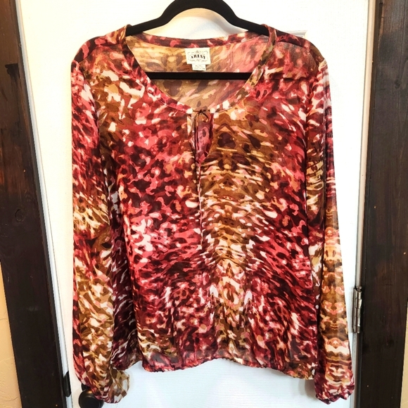 Ariat Tops - ARIAT Sheer Women's Blouse Chiffon Multi-color print- size XL
